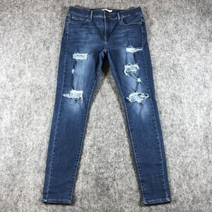 Levis 710 Super Skinny Jeans Womens 32 Blue Distressed Medium Wash Stretch Denim